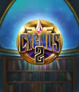 Explore the enchanting visuals of ELK Studios' Cygnus 2 Slot, showcasing a luxurious logo with a bright design in purple and gold. With a backdrop of a starlit library setting, this image captures the theme of adventure and mystery. 