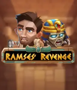 Uncover the thrilling world of Ramses' Revenge slot by Relax Gaming, featuring a frightened explorer and a fierce mummy amid an Egyptian tomb backdrop. This image depicts the drama of Egyptian archaeology, perfect for those interested in historical adventures, providing a gripping gaming experience. 